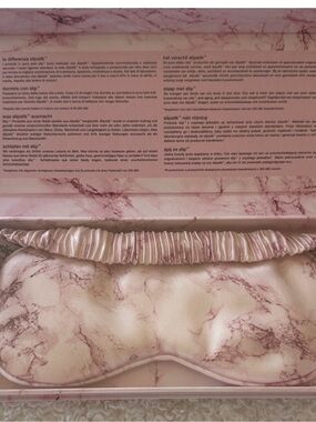 slip Marble-Print Silk Sleep Mask in Blush Pink